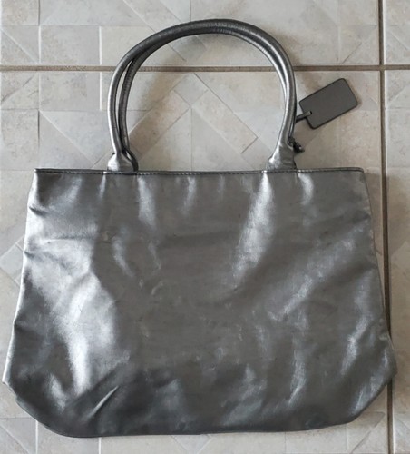 NIEMAN MARCUS Steel Grey Lavender Weekender Travel Notebook Tote Purse Bag - Picture 5 of 12