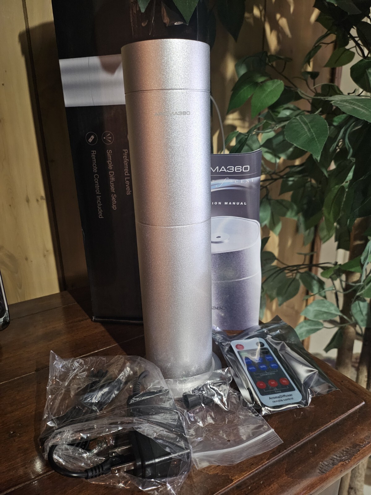 Aroma360 Silver Waterless Oil Diffuser W/Remote Control MINI360 SL eBay