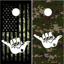 Hang Loose Camo LAMINATED Cornhole Wrap Bag Toss Skin Decal