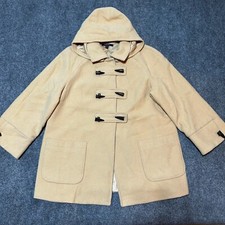 Chadwicks Duffle Coat Womens 16 Petite Beige Wool Blend Hood Toggle Closure