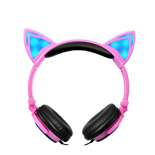 Kids 3.5mm Headphone Earphone On Ear Wired LED Cat Ears Stereo Headsets for Girl - Picture 11 of 16