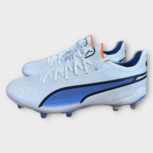 Puma King Ultimate Fg/Ag White Blue Soccer Cleats Womens size 8 107262-01 New - Picture 2 of 10