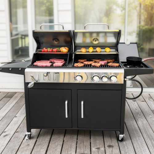 Charcoal Grill and Propane Gas Grill Combo Dual Function Outdoor Grill Car - Picture 3 of 15