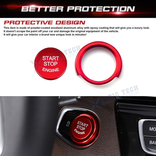 Para BMW 1 2 4 2014-up Rojo Motor Start Stop Interruptor Botón Anillo Cubierta - Imagen 3 de 8