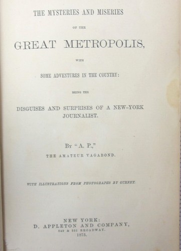 1875 Mysteries And Miseries Of The Great Metropolis By Amateur Vagabond "A.P." - Picture 2 of 9