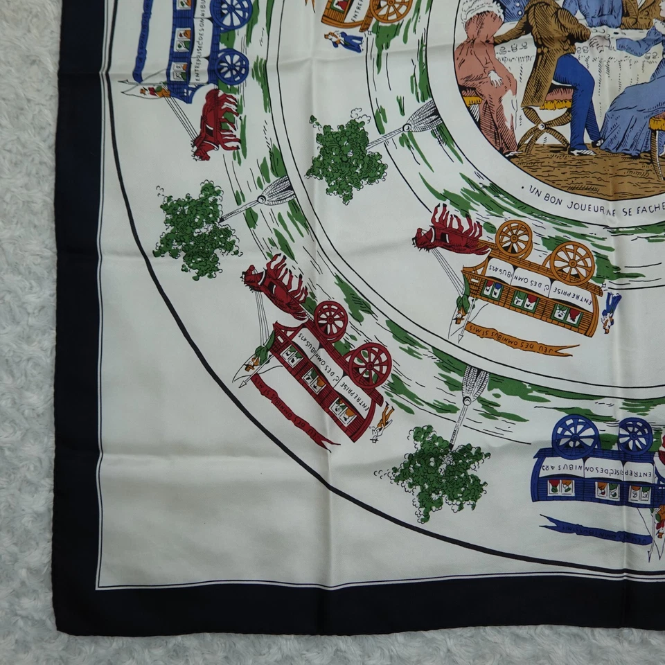HERMES Paris Jeu Des Omnibus Et Dames Blanches Silk Scarf Scarves 34" X 35.5" O9 - Image 4 of 4
