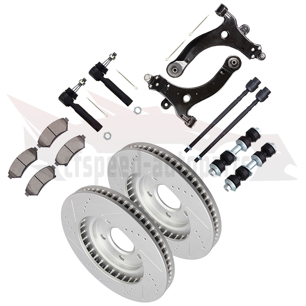 10PCS Front Lower Control Arm & Brake Rotor Pads for Chevy Impala Monte Carlo