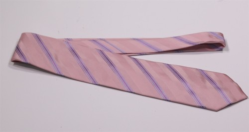 Corbata Paul Stuart Hecha en Japón Rosa Azul Cielo Rayas Seda Hecha a Mano Corbata Delgada - Imagen 2 de 6