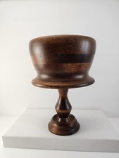 Vintage Lathe Turned Wooden Pedestal Bowl