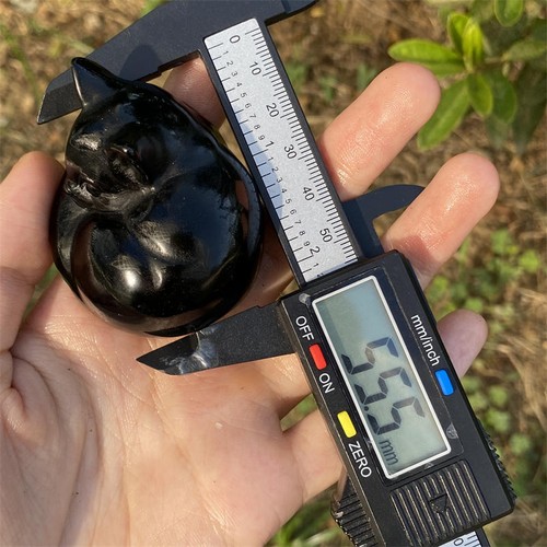 1pc Natural obsidian cat carved Quartz Crystal skull Reiki Healing - Picture 2 of 9