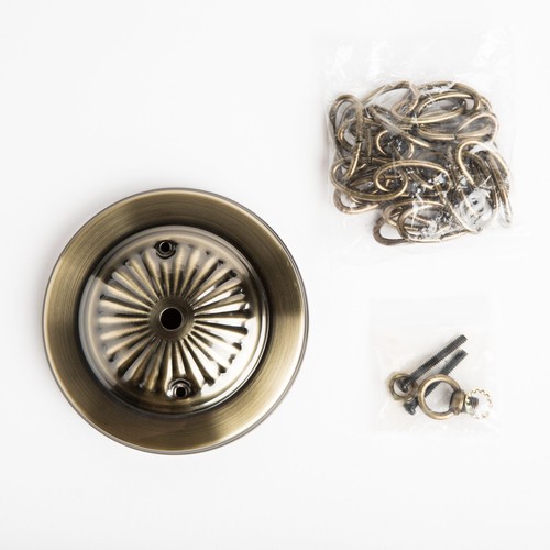 5 Inch Ceiling Plate and Chain for Glass Tin Star Light Fixtures - Picture 2 of 3