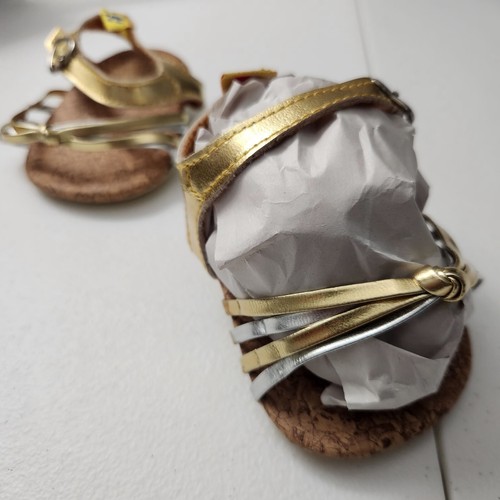 Build A Bear Workshop Heel Shoes Sandals Gold Silver Buckle EUC Cute Fashion BAB - Picture 3 of 6