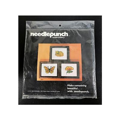 Vintage 1978 Sealed Needle punch Miniature Embroidery Kit Cat Butterfly