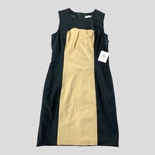 Calvin Klein Dress Womens 12 Black Scuba Two Tone Empire Waist Sleeveless NWT