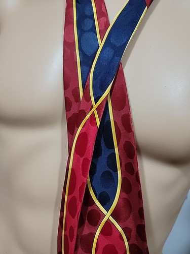 Gianni Versace Italy Red Yellow Baroque 100% Silk Tie 59"