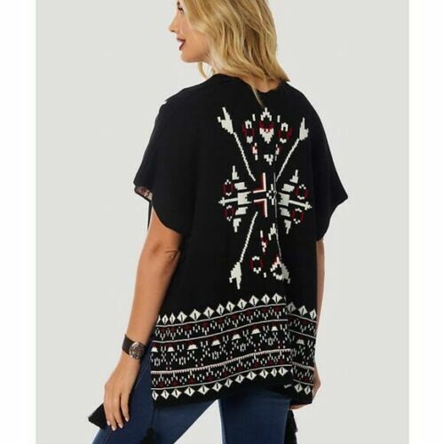 NWT WRANGLER Retro L XL Aztec Tassel Kimono Sweater Cardigan Western Free People - Picture 2 of 10