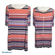 Eliza j Geometric Blue Orange White Shift Sheath Dress Above Knee Length Size 14