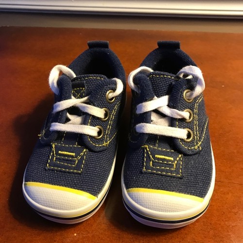 Keds Sneakers Navy Blue/Yellow Basic Canvas Lace Sneakers Infants Size 4 - Picture 3 of 5