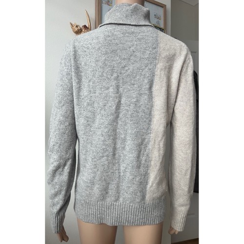 Toorallie 12au Grey/white Pure Merino Wool Long Sleeve turtleneck Sweater Top - Picture 5 of 6
