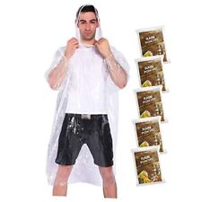 Rain Ponchos,with Drawstring Hood 10 Pack Emergency One Size 5 Pack-clear