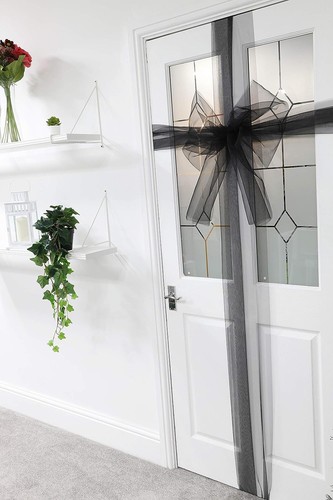 Christmas Concepts® Black Christmas Fabric Door Bow Decoration - (DA66-BOW) - Afbeelding 4 van 7