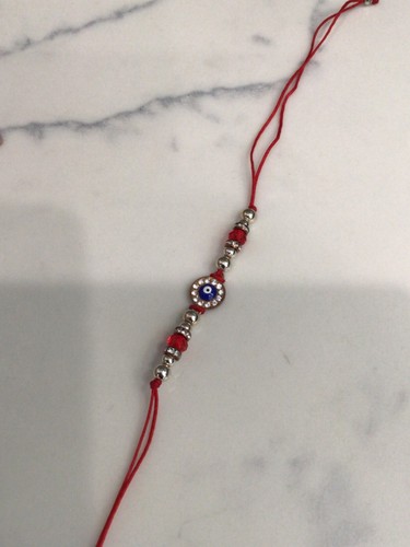 Adjustable Nylon Cord Braided Bead Bracelet Handmade Evil Eye red cord - Picture 4 of 4