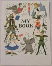 VINTAGE ANTIOCH BOOKPLATE STORY BOOK CHARACTERS~ALICE~HEIDI~PINOCCHIO~ROBINHOOD+