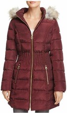 Laundry By Shelli Segal Faux-fur-trim Puffer Coat In Port Xxl