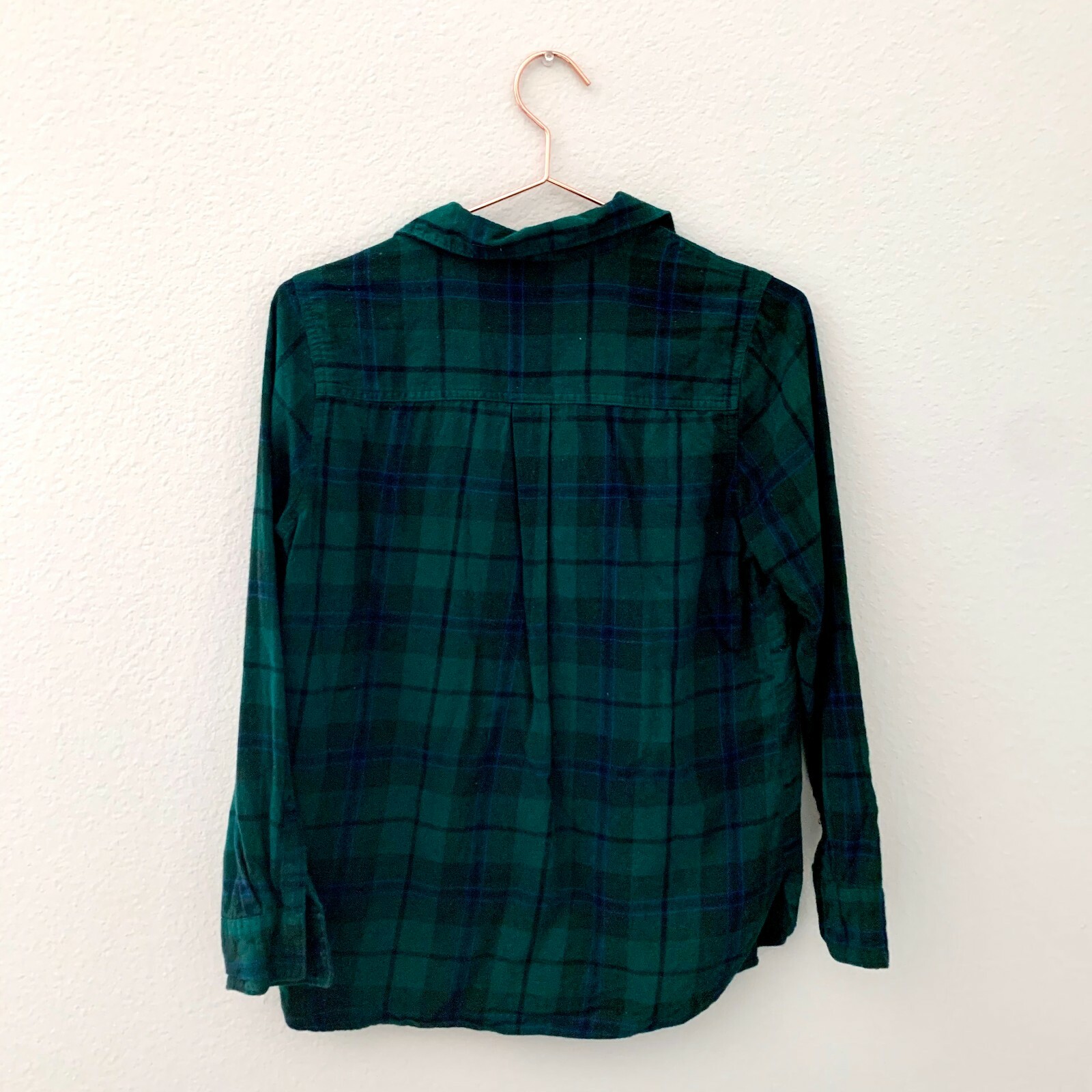 Old Navy Classic Navy Blue And Green Plaid Flannel Si Gem