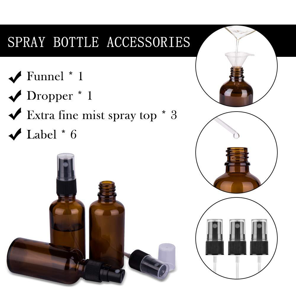 Small Glass Spray Bottles for Oil, Hair, Plants Water Empty Fine Mist Refillable