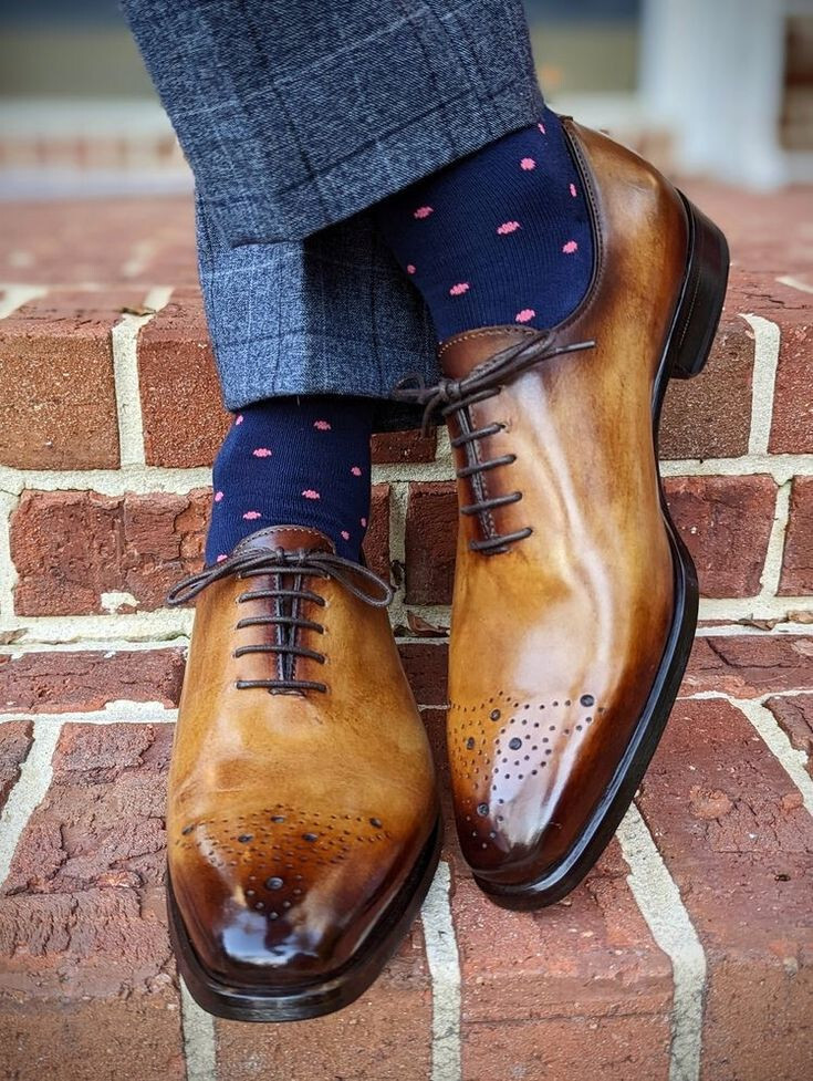 Zapatos informales hechos a mano para hombre de cuero de dos tonos Oxford de corte completo brogue con cordones para hombre