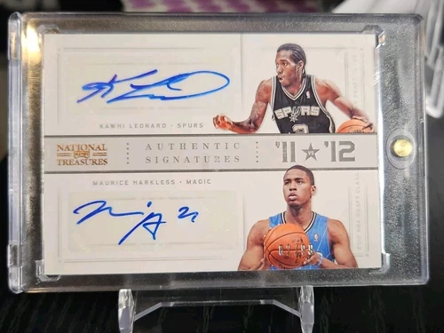 2012 National Treasures '11 vs '12 Signatures Kawhi Leonard Maurice Harkless /99