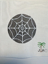 Handpainted Needlepoint Canvas Halloween Spider Web Design, 18 mesh