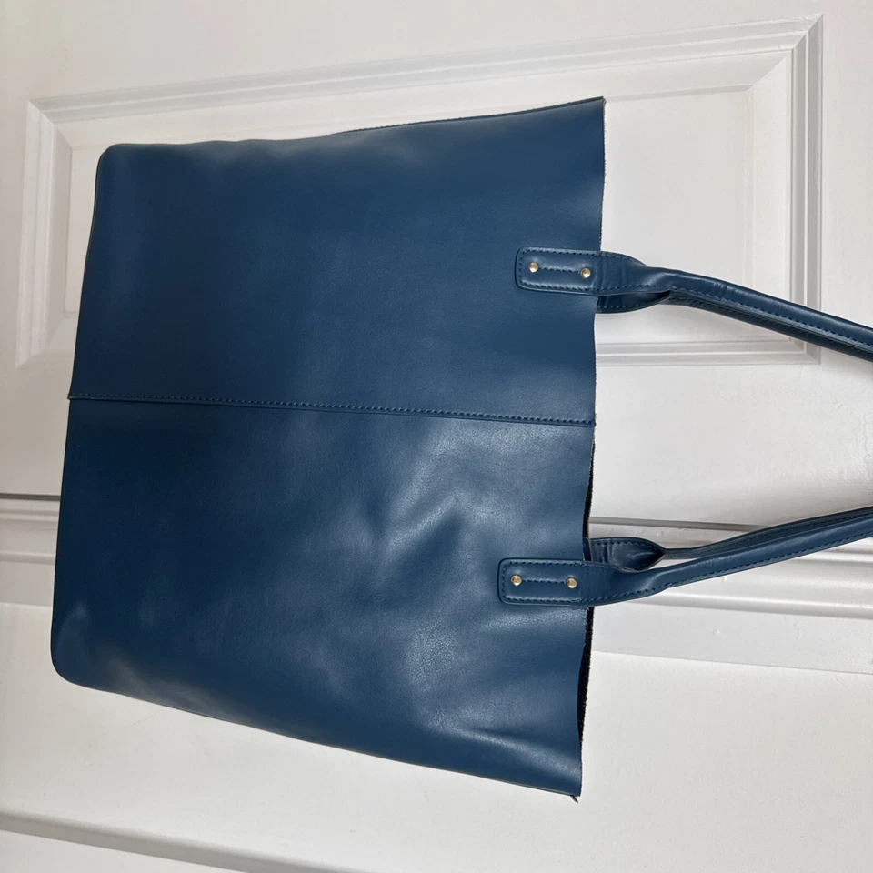 Annie King Blue Leather Tote - Image 3 of 4