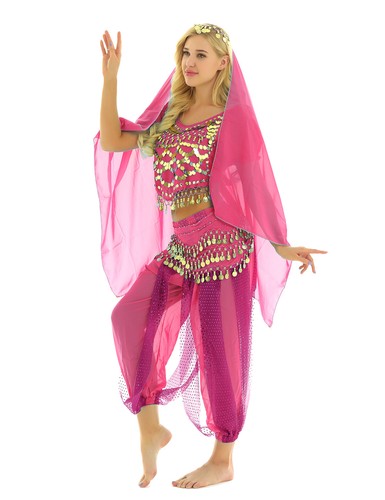 Damen Tanzbekleidung Laterne Kostüm Harem Outfit Cosplay Tanz Schal Bauch Sets - Bild 59 von 139