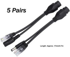 5PCS PoE Injector DC12V POE Standard Network Adapter Cable PoE Splitter Kit