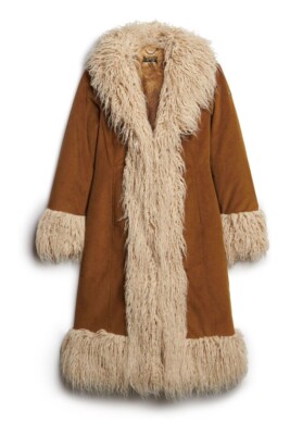 Superdry Faux Fur Lined Longline Afghan Coat UK