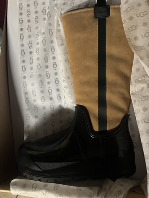 UGG RAINCLOUD SUEDE TALL WATERPROOF WOOL LINED RAIN BOOTS,  US 10