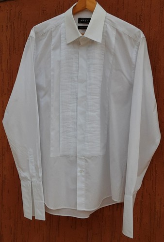 THOMAS NASH - HERREN ABENDMODE SHIRT mit PLISSEE VORNE Größe 15,5