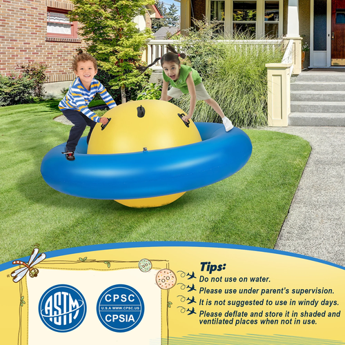 Costway 7.5 FT Inflatable Dome Rocker Bouncer with 6 Handles Fun Outdoor Game fo - Picture 9 of 12