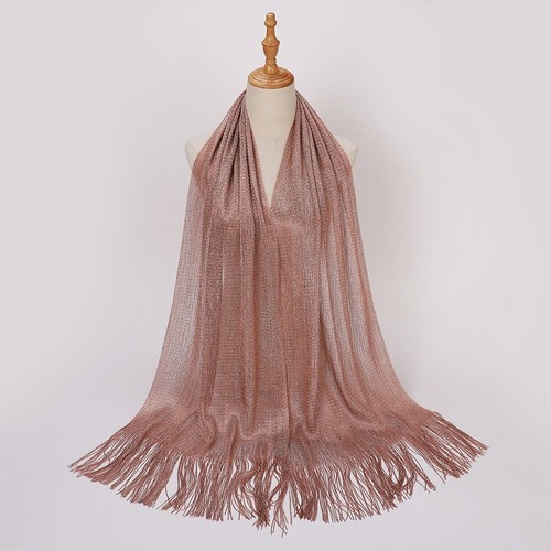 Womens Glitter Scarves Ladies Fringed Tassel Scarf Shawls Wraps Party Wedding - Picture 19 of 45