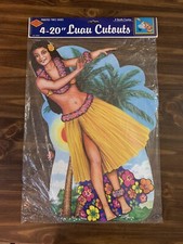 Vintage 1979 Beistle Hawaiian Luau 20” Hula Girl Ukulele Pineapple Decorations