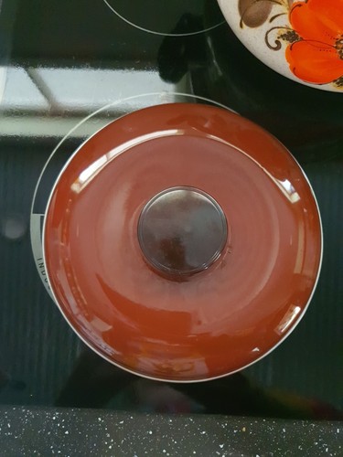 Vintage 80s Stockpot & Lid Orange Flower Power Enamel Large Saucepan Sanko Ware - Picture 5 of 10