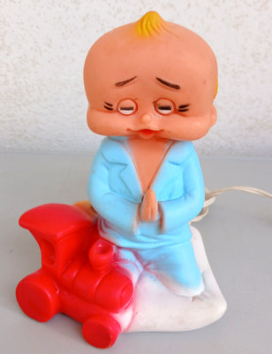Vintage Chicco Rubber Doll Lamp 70s Child Praying