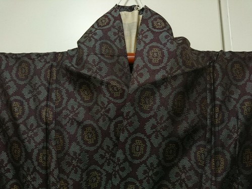 Japanischer Damen-Kimono Komon Seide Hanabishi geometrisch Vintage - Bild 10 von 12