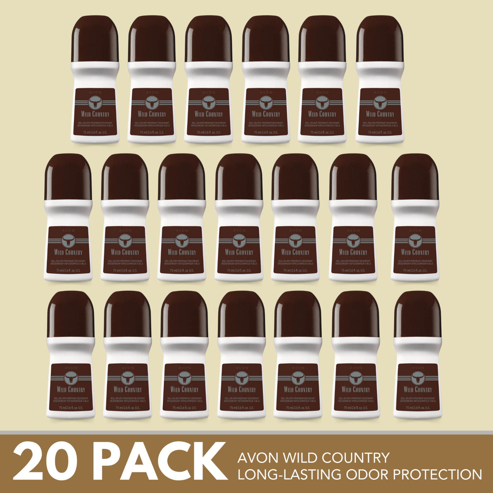 Avon Wild Country Roll-On Antiperspirant Deodorant - 2.6 fl oz (20-Pack)