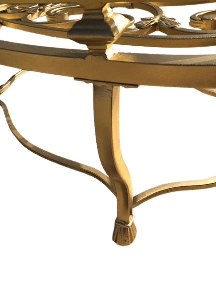 Rococo Style Gilt Patinated Wrought Iron Coffee Table - Image 4 of 4