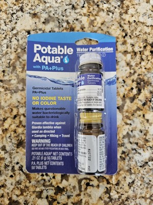 Potable Aqua Iodine Germicidal Water Purification w/ PA+ Plus 50-Tablets of Each