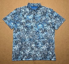 Robert Graham Men  s M Polo Shirt Short Sleeve Floral Paisley Golf Blue