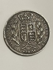 Victoria Silver Crown 1847 With X1 Edge CINQUEFOIL STOPS S3882 Between F &VF